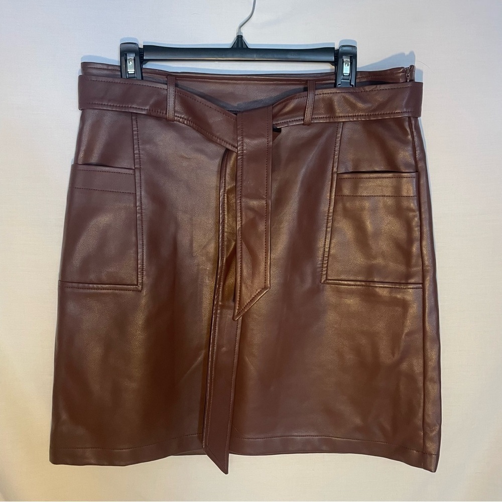 Bagatelle Chocolate Brown faux Leather Pencil Skirt size M BEAUTIFUL skirt